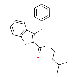 ChemSpider 2D Image | 3-Methylbutyl 3-(phenylsulfanyl)-1H-indole-2-carboxylate | C20H21NO2S