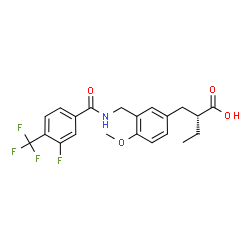 ChemSpider 2D Image | (2R)-2-[3-({[3-Fluoro-4-(trifluoromethyl)benzoyl]amino}methyl)-4-methoxybenzyl]butanoic acid | C21H21F4NO4