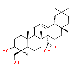 ChemSpider 2D Image | (3alpha,5xi)-3,24-Dihydroxyolean-12-en-27-oic acid | C30H48O4