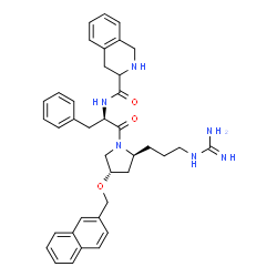 ChemSpider 2D Image | N-{(2R)-1-[(2S,4S)-2-(3-Carbamimidamidopropyl)-4-(2-naphthylmethoxy)-1-pyrrolidinyl]-1-oxo-3-phenyl-2-propanyl}-1,2,3,4-tetrahydro-3-isoquinolinecarboxamide | C38H44N6O3