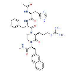 ChemSpider 2D Image | Nalpha-Acetyl-N-[(2R)-1-{(2S)-2-{3-[(diaminomethylene)amino]propyl}-4-[(2S)-1-(methylamino)-3-(2-naphthyl)-1-oxo-2-propanyl]-3-oxo-1-piperazinyl}-1-oxo-3-phenyl-2-propanyl]-L-histidinamide | C39H48N10O5