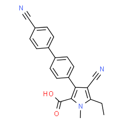 ChemSpider 2D Image | 4-Cyano-3-(4'-cyano-4-biphenylyl)-5-ethyl-1-methyl-1H-pyrrole-2-carboxylic acid | C22H17N3O2