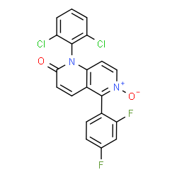 ChemSpider 2D Image | 1-(2,6-Dichlorophenyl)-5-(2,4-difluorophenyl)-1,6-naphthyridin-2(1H)-one 6-oxide | C20H10Cl2F2N2O2