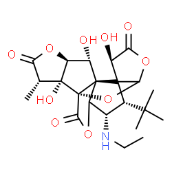 ChemSpider 2D Image | (1S,6R,7R,8S,9S,11R,12R,13S,16S,17R)-9-(Ethylamino)-6,12,17-trihydroxy-16-methyl-8-(2-methyl-2-propanyl)-2,4,14,19-tetraoxahexacyclo[8.7.2.0~1,11~.0~3,7~.0~7,11~.0~13,17~]nonadecane-5,15,18-trione | C22H29NO10