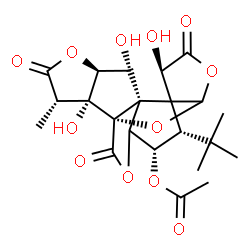 ChemSpider 2D Image | (1S,6R,8S,9S,11R,13S,16S,17R)-6,12,17-Trihydroxy-16-methyl-8-(2-methyl-2-propanyl)-5,15,18-trioxo-2,4,14,19-tetraoxahexacyclo[8.7.2.0~1,11~.0~3,7~.0~7,11~.0~13,17~]nonadec-9-yl acetate | C22H26O12