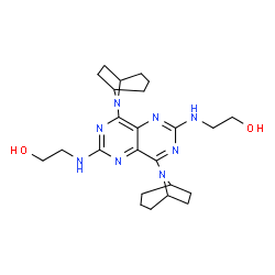 ChemSpider 2D Image | 2,2'-{[4,8-Di(8-azabicyclo[3.2.1]oct-8-yl)pyrimido[5,4-d]pyrimidine-2,6-diyl]diimino}diethanol | C24H36N8O2