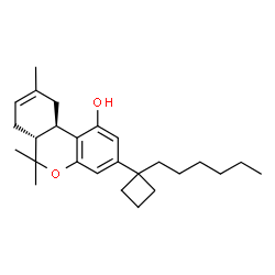 ChemSpider 2D Image | (6aR,10aR)-3-(1-Hexylcyclobutyl)-6,6,9-trimethyl-6a,7,10,10a-tetrahydro-6H-benzo[c]chromen-1-ol | C26H38O2