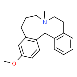 ChemSpider 2D Image | 12-Methoxy-7-methyl-6,7,8,9,10,15-hexahydro-5H-dibenzo[d,g]azacycloundecine | C20H25NO