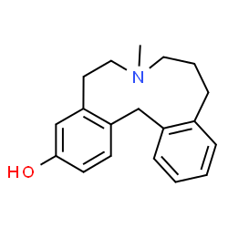 ChemSpider 2D Image | 7-Methyl-6,7,8,9,10,15-hexahydro-5H-dibenzo[d,g]azacycloundecin-3-ol | C19H23NO