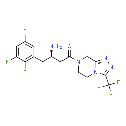 ChemSpider 2D Image | (3R)-3-Amino-1-[3-(trifluoromethyl)-5,6-dihydro[1,2,4]triazolo[4,3-a]pyrazin-7(8H)-yl]-4-(2,3,5-trifluorophenyl)-1-butanone | C16H15F6N5O