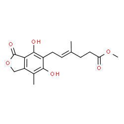 ChemSpider 2D Image | Methyl (4E)-6-(4,6-dihydroxy-7-methyl-3-oxo-1,3-dihydro-2-benzofuran-5-yl)-4-methyl-4-hexenoate | C17H20O6