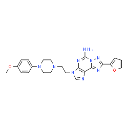 ChemSpider 2D Image | 8-(2-Furyl)-3-{2-[4-(4-methoxyphenyl)-1-piperazinyl]ethyl}-3H-[1,2,4]triazolo[5,1-i]purin-5-amine | C23H25N9O2