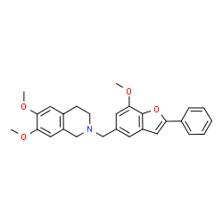 ChemSpider 2D Image | 6,7-Dimethoxy-2-[(7-methoxy-2-phenyl-1-benzofuran-5-yl)methyl]-1,2,3,4-tetrahydroisoquinoline | C27H27NO4