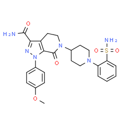 ChemSpider 2D Image | 1-(4-Methoxyphenyl)-7-oxo-6-[1-(2-sulfamoylphenyl)-4-piperidinyl]-4,5,6,7-tetrahydro-1H-pyrazolo[3,4-c]pyridine-3-carboxamide | C25H28N6O5S