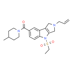 ChemSpider 2D Image | [2-Allyl-4-(ethylsulfonyl)-1,2,3,4-tetrahydropyrrolo[3,4-b]indol-7-yl](4-methyl-1-piperidinyl)methanone | C22H29N3O3S