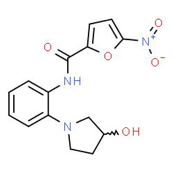 ChemSpider 2D Image | N-[2-(3-Hydroxy-1-pyrrolidinyl)phenyl]-5-nitro-2-furamide | C15H15N3O5