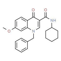 ChemSpider 2D Image | 1-Benzyl-N-cyclohexyl-7-methoxy-4-oxo-1,4-dihydro-3-quinolinecarboxamide | C24H26N2O3