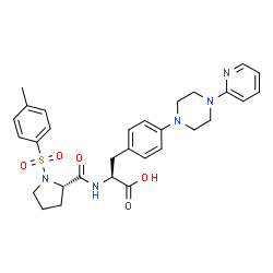 ChemSpider 2D Image | 1-[(4-Methylphenyl)sulfonyl]-L-prolyl-4-[4-(2-pyridinyl)-1-piperazinyl]-L-phenylalanine | C30H35N5O5S