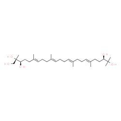 ChemSpider 2D Image | (2S,3R,6E,10E,14E,18E,22R)-2,6,10,15,19,23-Hexamethyl-6,10,14,18-tetracosatetraene-1,2,3,22,23-pentol | C30H54O5