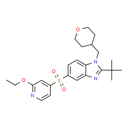 ChemSpider 2D Image | 2-tert-butyl-5-[(2-ethoxypyridin-4-yl)sulfonyl]-1-(tetrahydro-2H-pyran-4-ylmethyl)-1H-benzimidazole | C24H31N3O4S