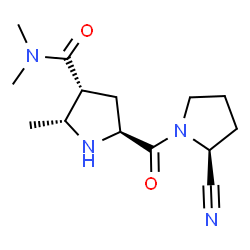 ChemSpider 2D Image | (2R,3R,5S)-5-{[(2S)-2-Cyano-1-pyrrolidinyl]carbonyl}-N,N,2-trimethyl-3-pyrrolidinecarboxamide | C14H22N4O2