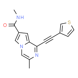 ChemSpider 2D Image | N,3-Dimethyl-1-(3-thienylethynyl)pyrrolo[1,2-a]pyrazine-7-carboxamide | C16H13N3OS
