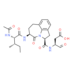 ChemSpider 2D Image | (3S)-3-[({(2S,5S)-5-[(N-Acetyl-L-isoleucyl)amino]-4-oxo-1,2,4,5,6,7-hexahydroazepino[3,2,1-hi]indol-2-yl}carbonyl)amino]-4-oxobutanoic acid | C25H32N4O7