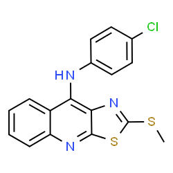 ChemSpider 2D Image | N-(4-Chlorophenyl)-2-(methylsulfanyl)[1,3]thiazolo[5,4-b]quinolin-9-amine | C17H12ClN3S2