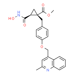 ChemSpider 2D Image | Methyl (1R,2S)-2-(hydroxycarbamoyl)-1-{4-[(2-methyl-4-quinolinyl)methoxy]benzyl}cyclopropanecarboxylate | C24H24N2O5