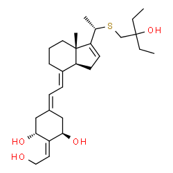 ChemSpider 2D Image | (1R,2Z,3R,5E,7E)-17-{(1S)-1-[(2-Ethyl-2-hydroxybutyl)sulfanyl]ethyl}-2-(2-hydroxyethylidene)-9,10-secoestra-5,7,16-triene-1,3-diol | C28H44O4S
