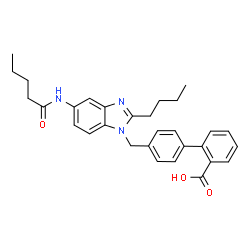 ChemSpider 2D Image | 4'-{[2-Butyl-5-(pentanoylamino)-1H-benzimidazol-1-yl]methyl}-2-biphenylcarboxylic acid | C30H33N3O3