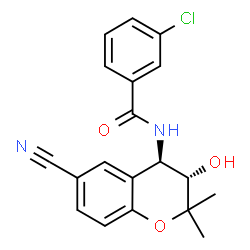 ChemSpider 2D Image | 3-Chloro-N-[(3S,4R)-6-cyano-3-hydroxy-2,2-dimethyl-3,4-dihydro-2H-chromen-4-yl]benzamide | C19H17ClN2O3