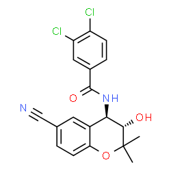 ChemSpider 2D Image | 3,4-Dichloro-N-[(3S,4R)-6-cyano-3-hydroxy-2,2-dimethyl-3,4-dihydro-2H-chromen-4-yl]benzamide | C19H16Cl2N2O3