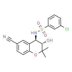 ChemSpider 2D Image | 3-Chloro-N-[(3S,4R)-6-cyano-3-hydroxy-2,2-dimethyl-3,4-dihydro-2H-chromen-4-yl]benzenesulfonamide | C18H17ClN2O4S