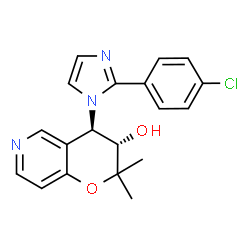 ChemSpider 2D Image | (3S,4R)-4-[2-(4-Chlorophenyl)-1H-imidazol-1-yl]-2,2-dimethyl-3,4-dihydro-2H-pyrano[3,2-c]pyridin-3-ol | C19H18ClN3O2