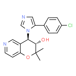 ChemSpider 2D Image | (3S,4R)-4-[5-(4-Chlorophenyl)-1H-imidazol-1-yl]-2,2-dimethyl-3,4-dihydro-2H-pyrano[3,2-c]pyridin-3-ol | C19H18ClN3O2