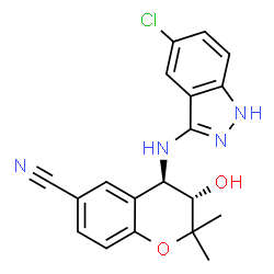 ChemSpider 2D Image | (3S,4R)-4-[(5-Chloro-1H-indazol-3-yl)amino]-3-hydroxy-2,2-dimethyl-6-chromanecarbonitrile | C19H17ClN4O2