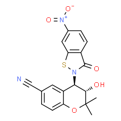 ChemSpider 2D Image | (3S,4R)-3-Hydroxy-2,2-dimethyl-4-(6-nitro-3-oxo-1,2-benzothiazol-2(3H)-yl)-6-chromanecarbonitrile | C19H15N3O5S