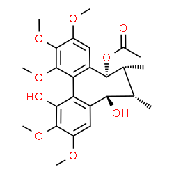 ChemSpider 2D Image | (5S,6R,7S,8S)-8,12-Dihydroxy-1,2,3,10,11-pentamethoxy-6,7-dimethyl-5,6,7,8-tetrahydrodibenzo[a,c][8]annulen-5-yl acetate | C25H32O9