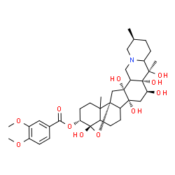 ChemSpider 2D Image | (3alpha,4alpha,5xi,8xi,10xi,13xi,16beta,22xi)-4,12,14,16,17,20-Hexahydroxy-4,9-epoxycevan-3-yl 3,4-dimethoxybenzoate | C36H51NO11