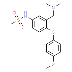 ChemSpider 2D Image | N-(3-[(Dimethylamino)methyl]-4-{[4-(methylsulfanyl)phenyl]sulfanyl}phenyl)methanesulfonamide | C17H22N2O2S3