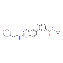 ChemSpider 2D Image | N-cyclopropyl-4-methyl-3-{2-[(2-morpholin-4-ylethyl)amino]quinazolin-6-yl}benzamide | C25H29N5O2