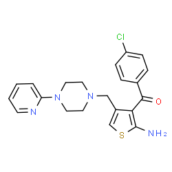 ChemSpider 2D Image | (2-Amino-4-{[4-(2-pyridinyl)-1-piperazinyl]methyl}-3-thienyl)(4-chlorophenyl)methanone | C21H21ClN4OS