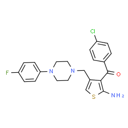 ChemSpider 2D Image | (2-Amino-4-{[4-(4-fluorophenyl)-1-piperazinyl]methyl}-3-thienyl)(4-chlorophenyl)methanone | C22H21ClFN3OS