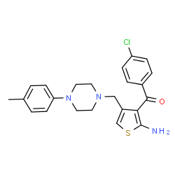 ChemSpider 2D Image | (2-Amino-4-{[4-(4-methylphenyl)-1-piperazinyl]methyl}-3-thienyl)(4-chlorophenyl)methanone | C23H24ClN3OS