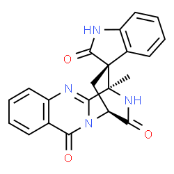 ChemSpider 2D Image | (1'S,3R,12'R)-12'-Methyl-3'H,15'H-spiro[indole-3,13'-[2,10,16]triazatetracyclo[10.2.2.0~2,11~.0~4,9~]hexadeca[4,6,8,10]tetraene]-2,3',15'(1H)-trione | C21H16N4O3