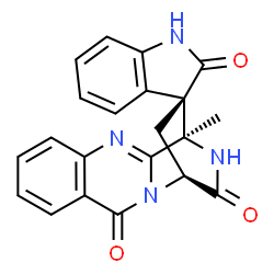 ChemSpider 2D Image | (1'S,3S,12'R)-12'-Methyl-3'H,15'H-spiro[indole-3,13'-[2,10,16]triazatetracyclo[10.2.2.0~2,11~.0~4,9~]hexadeca[4,6,8,10]tetraene]-2,3',15'(1H)-trione | C21H16N4O3