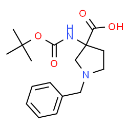 ChemSpider 2D Image | 1-Benzyl-3-({[(2-methyl-2-propanyl)oxy]carbonyl}amino)-3-pyrrolidinecarboxylic acid | C17H24N2O4