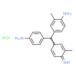 ChemSpider 2D Image | 4-[(4-Aminophenyl)(4-imino-3-methyl-2,5-cyclohexadien-1-ylidene)methyl]-2-methylaniline hydrochloride (1:1) | C21H22ClN3