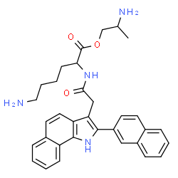 ChemSpider 2D Image | 2-Aminopropyl N~2~-{[2-(2-naphthyl)-1H-benzo[g]indol-3-yl]acetyl}lysinate | C33H36N4O3